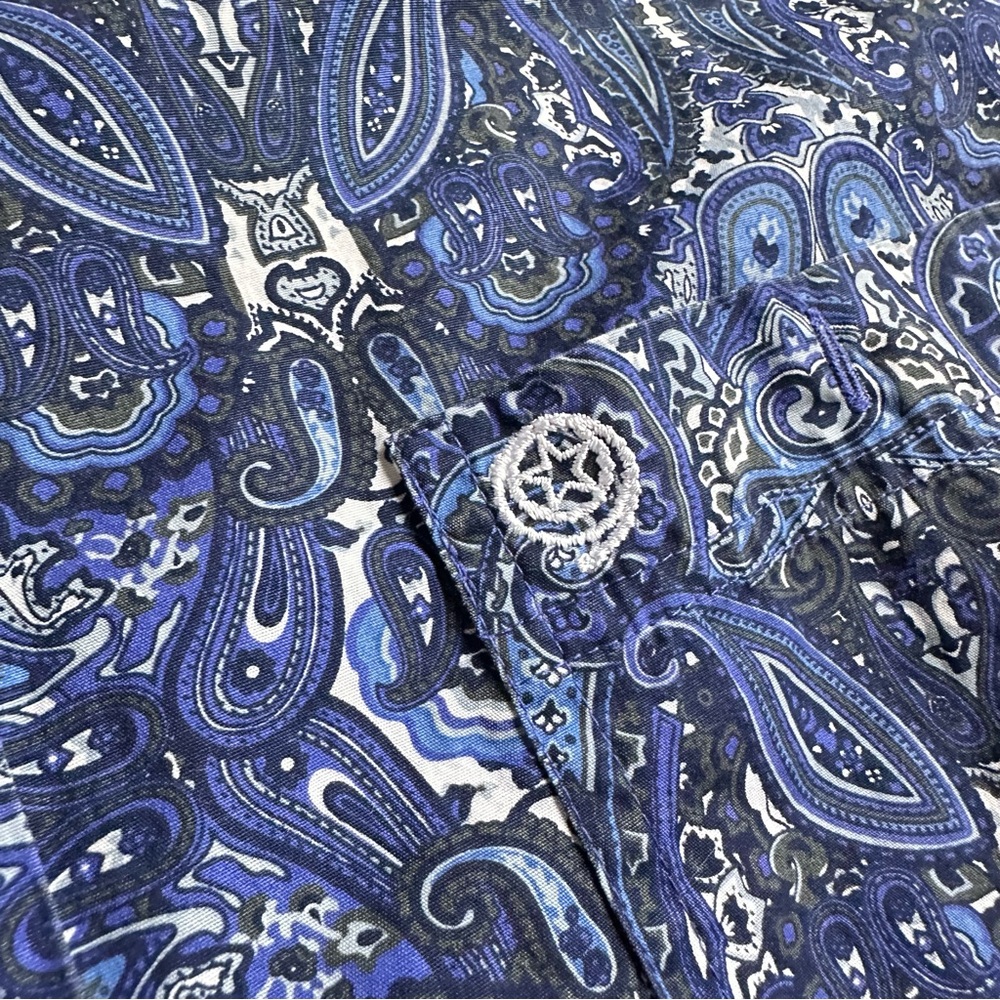 George Strait Wrangler Mens Paisley Long Sleeve Shirt XXL Stretch Rodeo Western - Picture 5 of 7